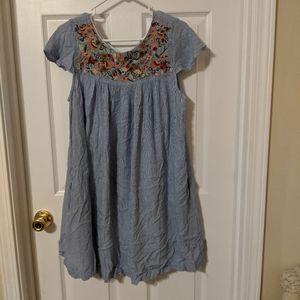 Blue embroidery dress